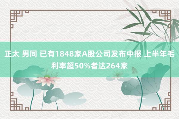 正太 男同 已有1848家A股公司发布中报 上半年毛利率超50%者达264家